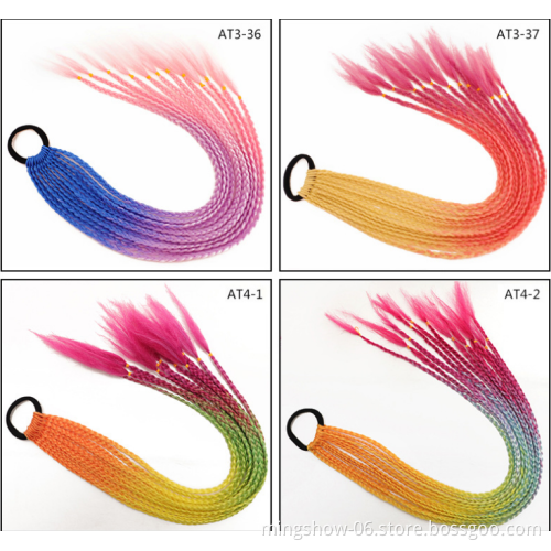 Hot Sale HighTemperature Silk Chemical Fiber Twist Braid Gradient Colorful  Style Braiding Ponytail Wigs hair extension